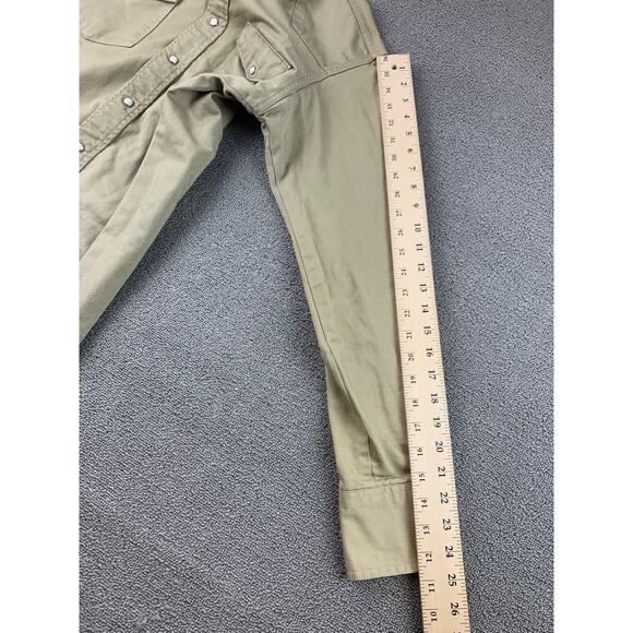 Wrangler Western Snap Shirt Mens 15 34 Khaki Beige Pearl Long Sleeve Regular Fit - Picture 9 of 9